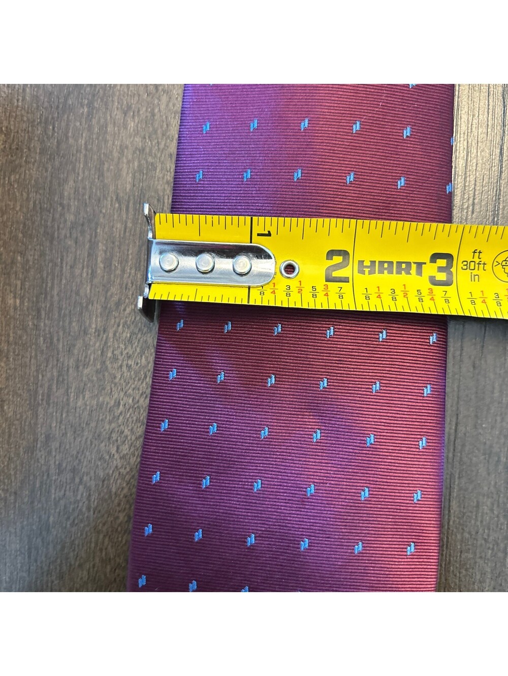 Vintage Y2K 90s BHS Men’s Burgundy Blue Dot Necktie Wide Tie NWOT - Picture 4 of 4